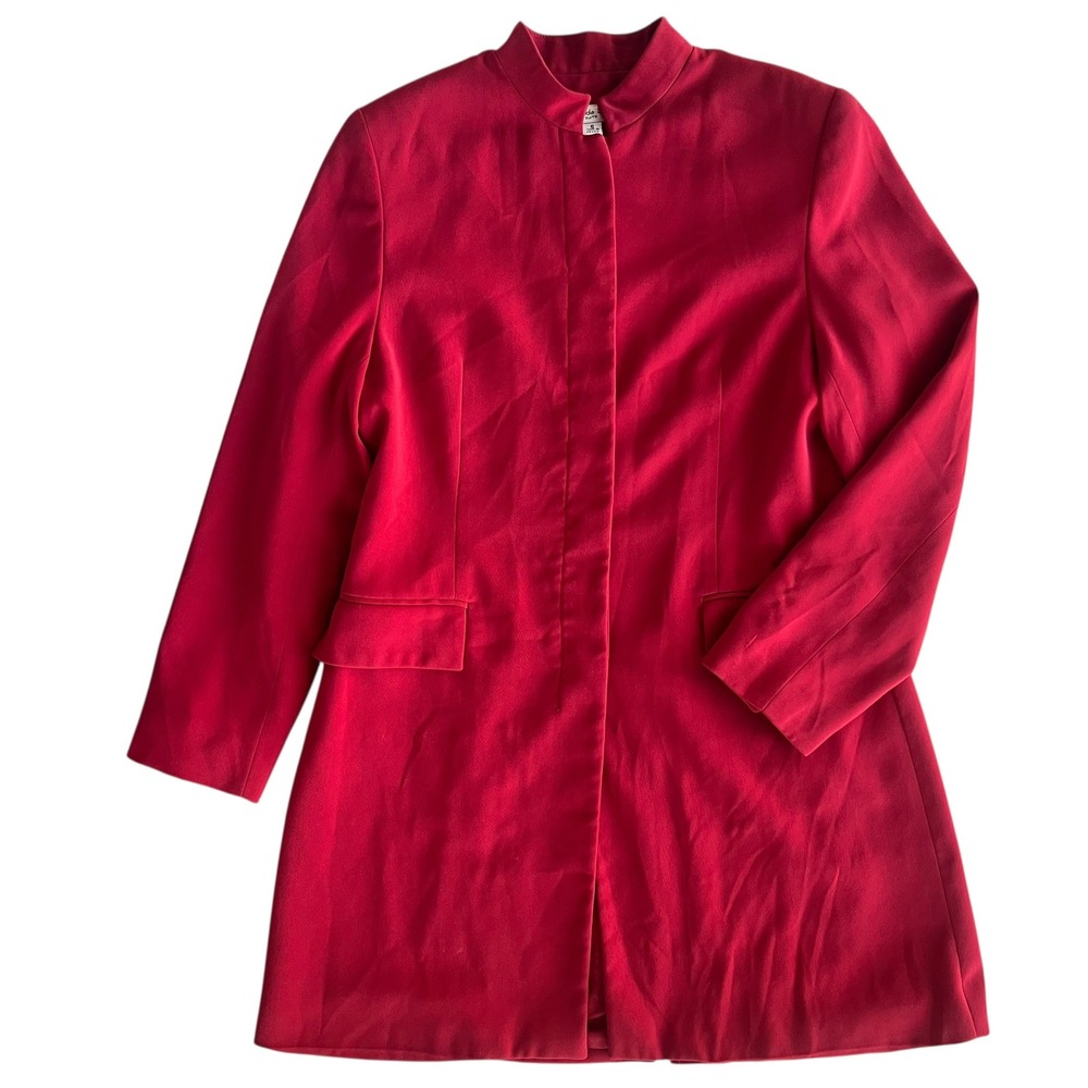Amanda Smith Suits Women 6 Red Mandarin Collar Button Front Blazer Jacket Preppy